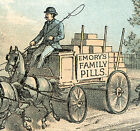 EMORY'S FAMILY PILLS TRADE CARD, STANDARD CURE CO. HORSES & DELIVERY WAGON  X562