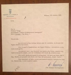 Lettera firmata da Antonio Ghiringhelli - Picture 1 of 1