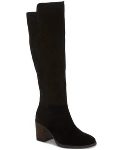 Lucky Brand Women's Bonnay Knee-High Wide Calf Dress Boots - Black Suede - Picture 1 of 7