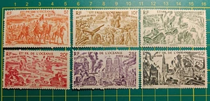 French Polynesia 1946, AIR Post, Chad to Rhine Issue, Sc C11-C16, Set of 6, MNH - Picture 1 of 9