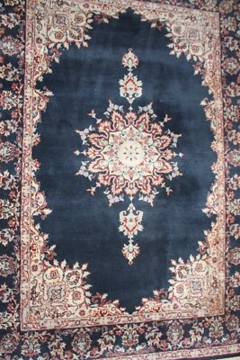 Alfombra de lana auténtica anudada a mano floral Heriz de finales de siglo mediana de 4,2' x 6' Foto 1 de 4