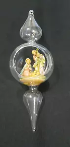 Lg Glas Diorama Träne Jesuskind Maria Josef Krippe Weihnachten Vintage Ornament - Bild 1 von 6