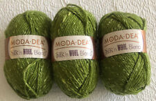 Moda Dea Silk 'N Wool Blend Yarn Wasabi Green Lot 3 skeins