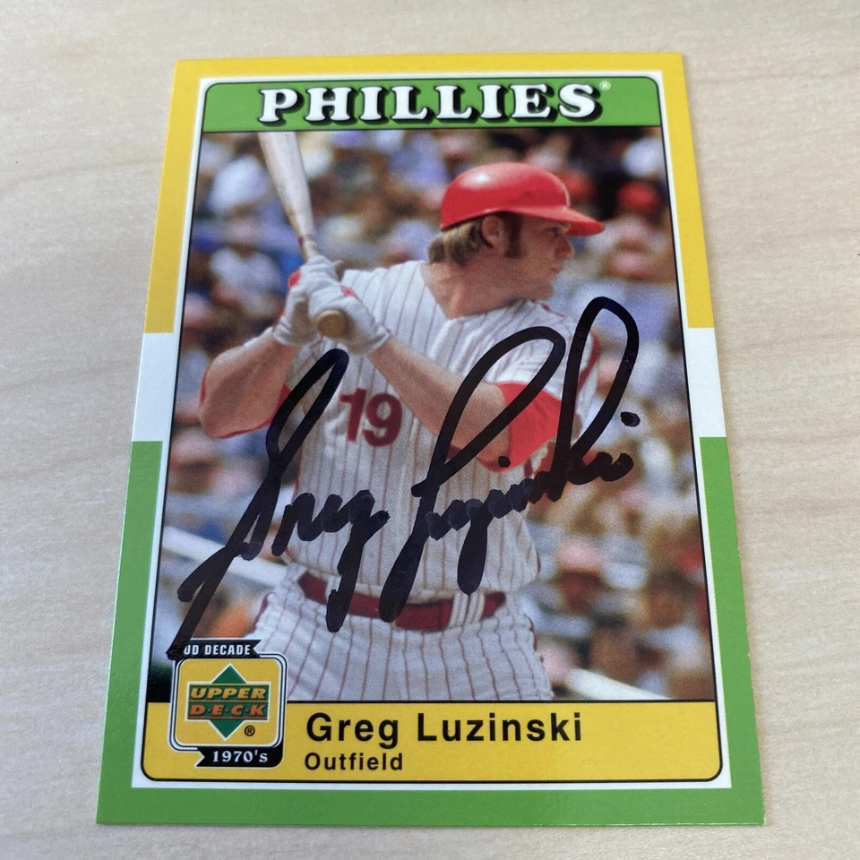 Greg Luzinski Phillies 2001 Upper Deck 1970’s Decade #82 Signed Autographed Card - Image 1 of 1