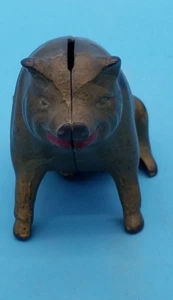 Antique Cast Iron Gold Pig Bank - Picture 1 of 6