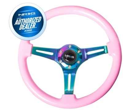 NUEVO NRG 350MM NEO CROMO VOLANTE 3 RADIOS CENTRO MADERA ROSA ST-015MC-PK Foto 1 de 3