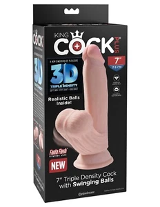 King Cock Plus 7" Triple Density Cock With Swinging Balls - Picture 1 of 6