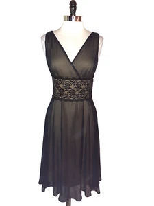 CONNECTED Size 10 A-Line Dress Black Beige Lining Lace Accent Sleeveless - Picture 1 of 5