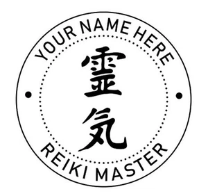 Sello de goma con nombre de Reiki redondo personalizado con tinta automática, logotipo personalizado sello Reiki Stam - Imagen 1 de 2