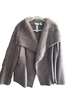 Chicos Faux Suede Jacket Tan Size 2 NWOT - Picture 1 of 9