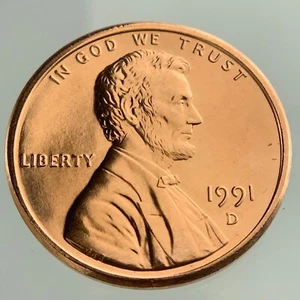 1991 D United States Lincoln Penny 1 One Cent Uncirculated Coin From Set HH190 - Picture 1 of 6