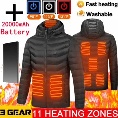 Men Heated Coat W/ 20000mAh Battery Pack Electric Heating  Jacket Thermal Warmer - Image 1 of 4