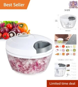 Manual Food Processor Chopper 500ml Stainless Steel Portable for Veggies Fruits - Picture 1 of 9