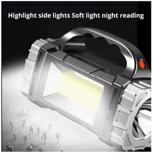 Potente linterna recargable USB luz LED solar con luz de trabajo COB 4 engranajes - Imagen 1 de 6
