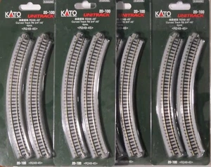 Kato N Scale 20-100 R249-45 Curved Track R9 3/4'' 4 Pieces Per Pack Lot of 4 - Picture 1 of 1