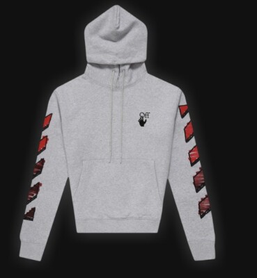 OFF-WHITE Off White 19SS Diag Stencil Slim Hoodie Logo Print 