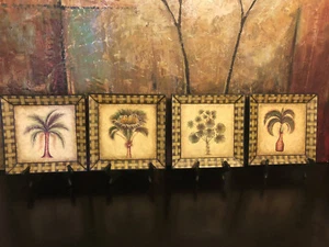 4 Giftcraft Deko Wohndeko quadratische Teller Palme tropisches Inselmotiv - Bild 1 von 12