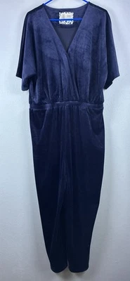 Mono Saturday Sunday Anthropologie Talla L Azul SS Terciopelo Cónico Cintura Elástica V Foto 1 de 4