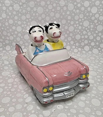 Coctelera balancín de sal y pimienta vintage McM - arte arcilla- vacas en rosa convertible Foto 1 de 4