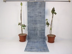 2,6 x 9,3 Fuß Blau Türkischer Läufer Teppich - Handgewebter Flurteppich, Vintage Bereich  - Bild 1 von 10