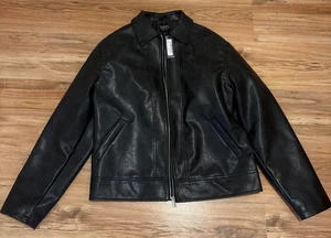 Oversized Boxy PU Herren Harrington Kunstlederjacke Schwarz Gr S Boohoo Man NEU - Bild 1 von 5
