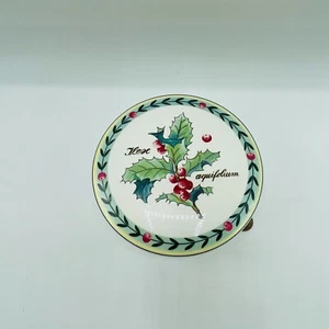 Caja de dulces de Navidad vintage Villeroy & Boch Holly jardín francés tapa porcelana - Imagen 1 de 6