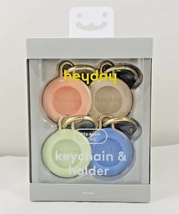 Apple AirTag 4pk Silicone Keychain & Holder Set- heyday - Pastels w/ Gold Metal - Photo 1 sur 5