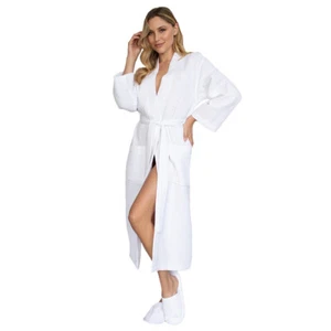 Lotus Linen Women Lightweight Cotton Waffle Bath Robes Long Kimono Bathrobes - Picture 1 of 65