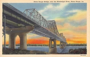 Postal LA: Puente Baton Rouge, Baton Rouge, Louisiana, lino años 40 - Imagen 1 de 2
