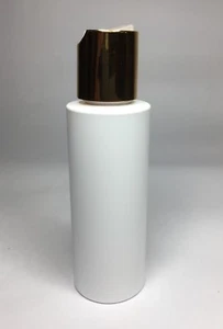 200ml PET Kunststoff weiß zylindrische Flaschen + glänzender Goldscheibendeckel JEDE MENGE - Bild 1 von 3