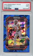 2023 Prizm CJ Stroud BLUE ICE Prizm Rookie RC 69/99 #102 PSA 9 Mint POP 1 TEXANS