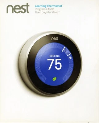 Sealed! Google Nest 3rd Gen Learning Thermostat T3007ES Stainless Steel - Image 1 of 4
