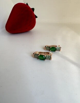 Wunderschöne 585rg. gestempelte Ohrringe, Smaragd, rolled, 2.5 Gramm, neu - Bild 1 von 4