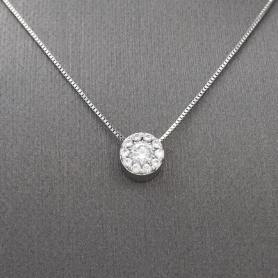 Collar Colgante Hearts On Fire Oro Blanco 18k Halo de Diamantes Cumplimiento 18 pulgadas Foto 1 de 4