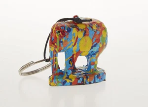 Elephant Keyring Wood Carved Miniature Handmade Fancy Key Chain Collectible Gift - Picture 1 of 4