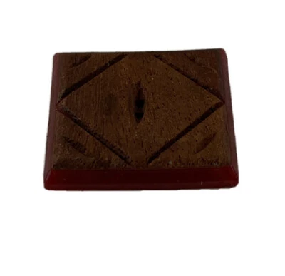 Red Square Carved Wood and Bakelite Button 1" - Image 1 of 4