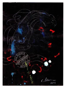 Blonde rote Augen + Lippen 2014 Abstraktes Ölgemälde auf Schwarz SIGNIERT Zeitgenössische Kunst - Bild 1 von 12