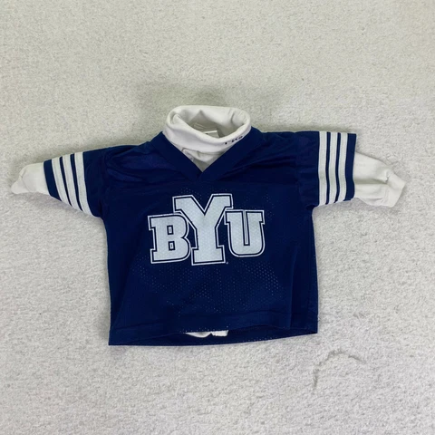 BYU Brigham Young Cougars Baby Sz 18 Months Blue Mesh Jersey & 12 Mo Turtleneck Cover
