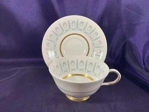 Paragon CROSS & OLIVE (Blue Gray GOLD) Cup & Saucer 2 1/2" - Picture 1 of 2