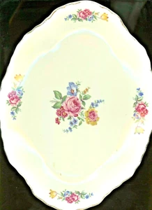 Plato para servir rosas 11 3/4"Lx9"W 9/16" blanco profundo rosa rojo amarillo hecho en EE. UU. - Imagen 1 de 4