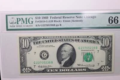 1969 $10 Federal Reserve Note, PMG CU 66 EPQ, Store Sale #GFRB028 - Image 1 of 2