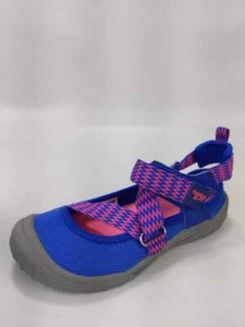 OshKosh B'gosh Girls Sport Sandals Blue Pink Canvas Hook & Loop Flat Strappy 11 - Picture 1 of 10