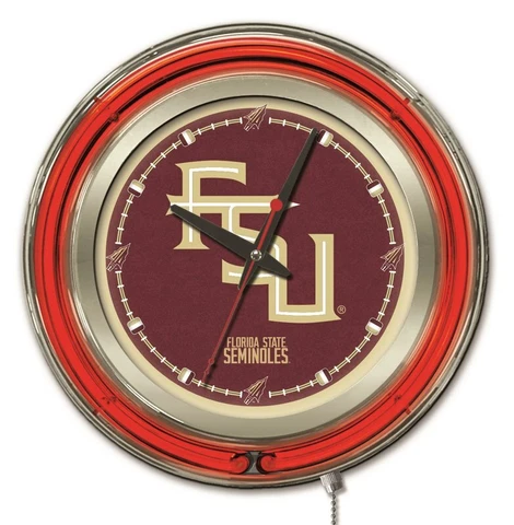 Florida State University FSU Clock w/ Double Neon Ring Cover