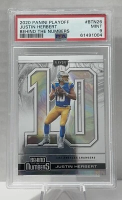💥 JUSTIN HERBERT    CHARGERS    2020 Panini Playoff - Behind #'s   ROOKIE PSA💥 - Image 1 of 4