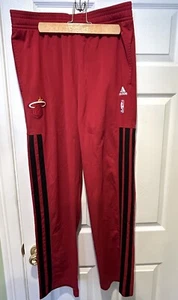 Adidas NBA Authentic Large Miami Heat Warm Up Pant Mens Red Basketball Sweatpant - Picture 1 of 10
