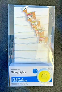 Room Essentials Reindeer Christmas Fairy LED Lights NEW 8 Ft Long - 20 Lights - Picture 1 of 2