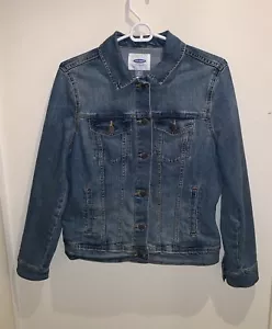 Old Navy SFL Women's Authentic Biker Medium Wash Button-up Denim Jacket (Size M) - Picture 1 of 24