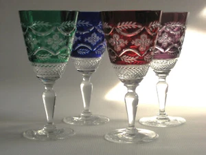 Design Guild by AJKA - 4er Set - Vintage Schliff auf klare Kristall Weinstiele - Bild 1 von 24