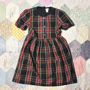 J Crew Crewcuts Schottenkaro 50er Jahre Stil Schmuck Knopfleiste Kleid Mädchen Größe 8 - Bild 1 von 8