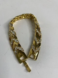 Gold Rhinestone Chain Link Bracelet 8.5"  Arrow  8.5" Long - Picture 1 of 9